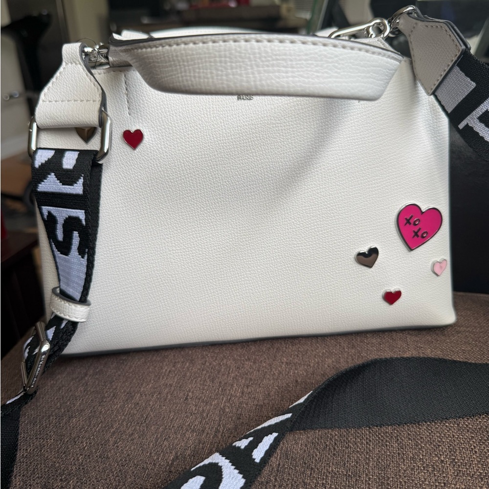 NWT Karl Lagerfeld Paris Maybelle Satchel Crossbody Bag with Heart Details